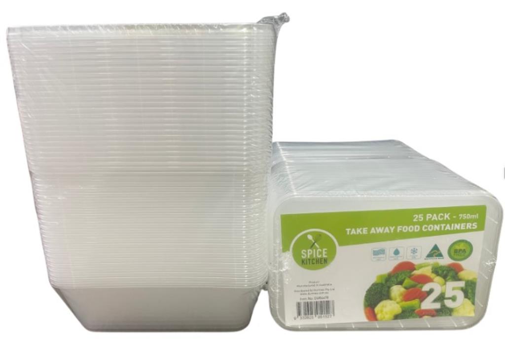750ML 25PK Plastic Clear Take Away Containers Top Party Supplies