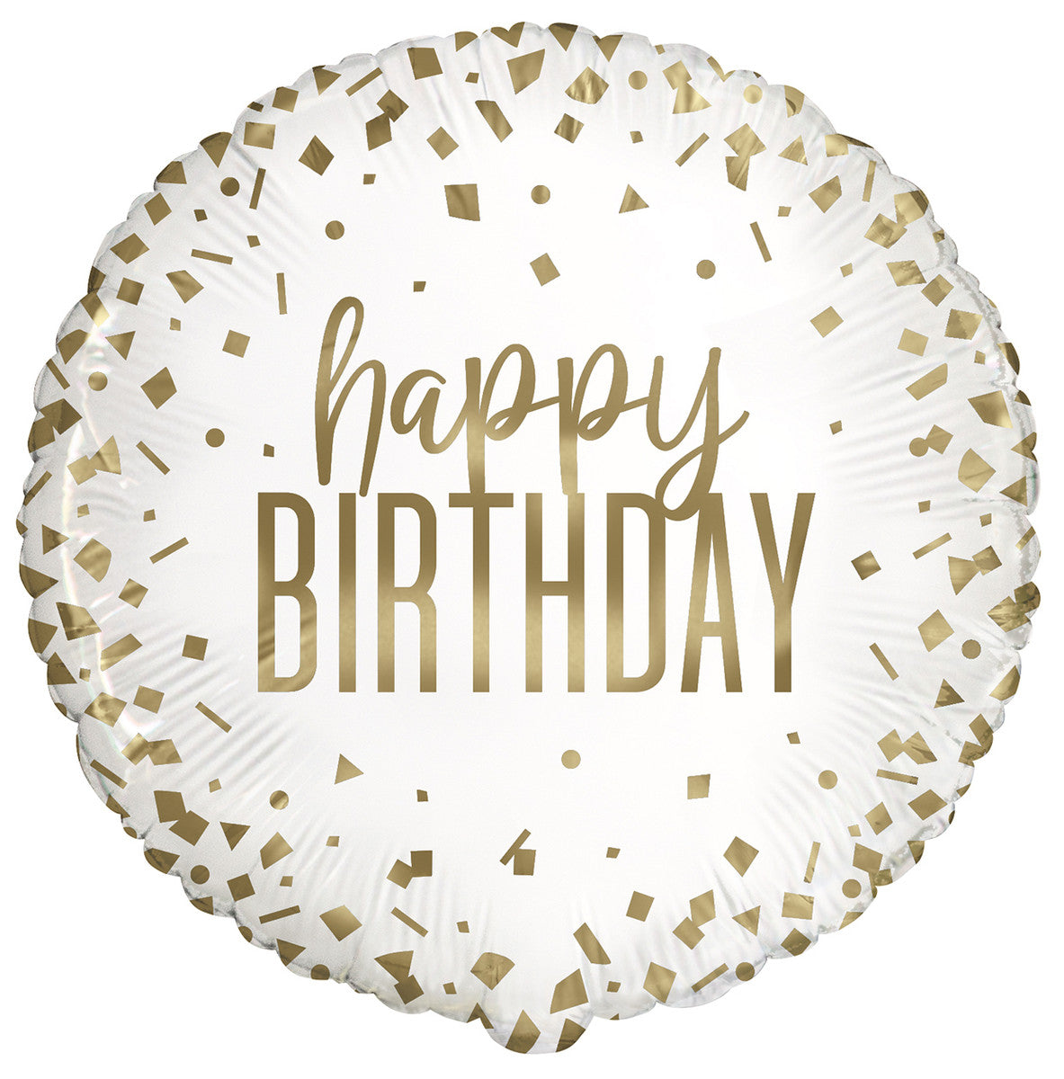 Happy Birthday Gold & White Round 45cm (18") Foil Balloon Top Party