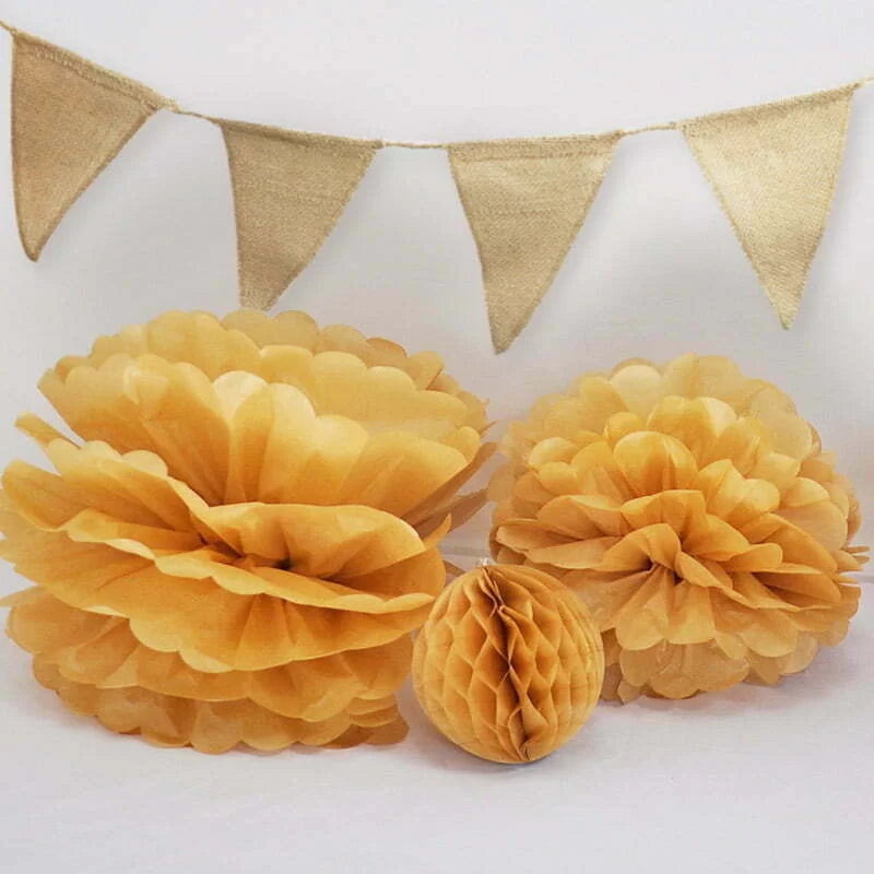Kraft Brown Paper Pompom Flower Balls 2pk Top Party Supplies, Hoppers