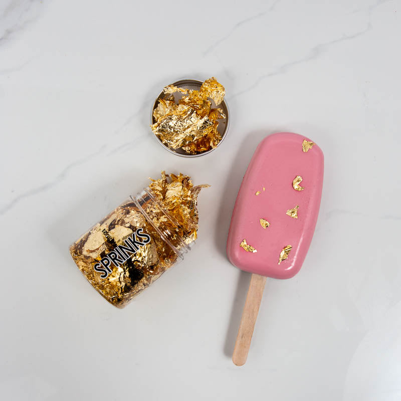 Gold Loose Leaf Flakes Edible Food Sprinkles BY SPRINKS 2g Top