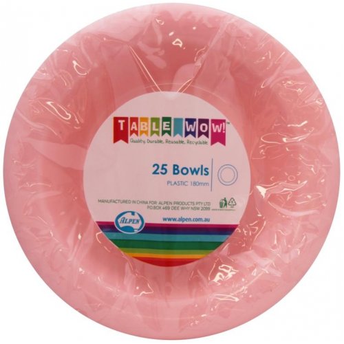 Light Pink Plastic Bowls 25pk Top Party Supplies, Hoppers Crossing