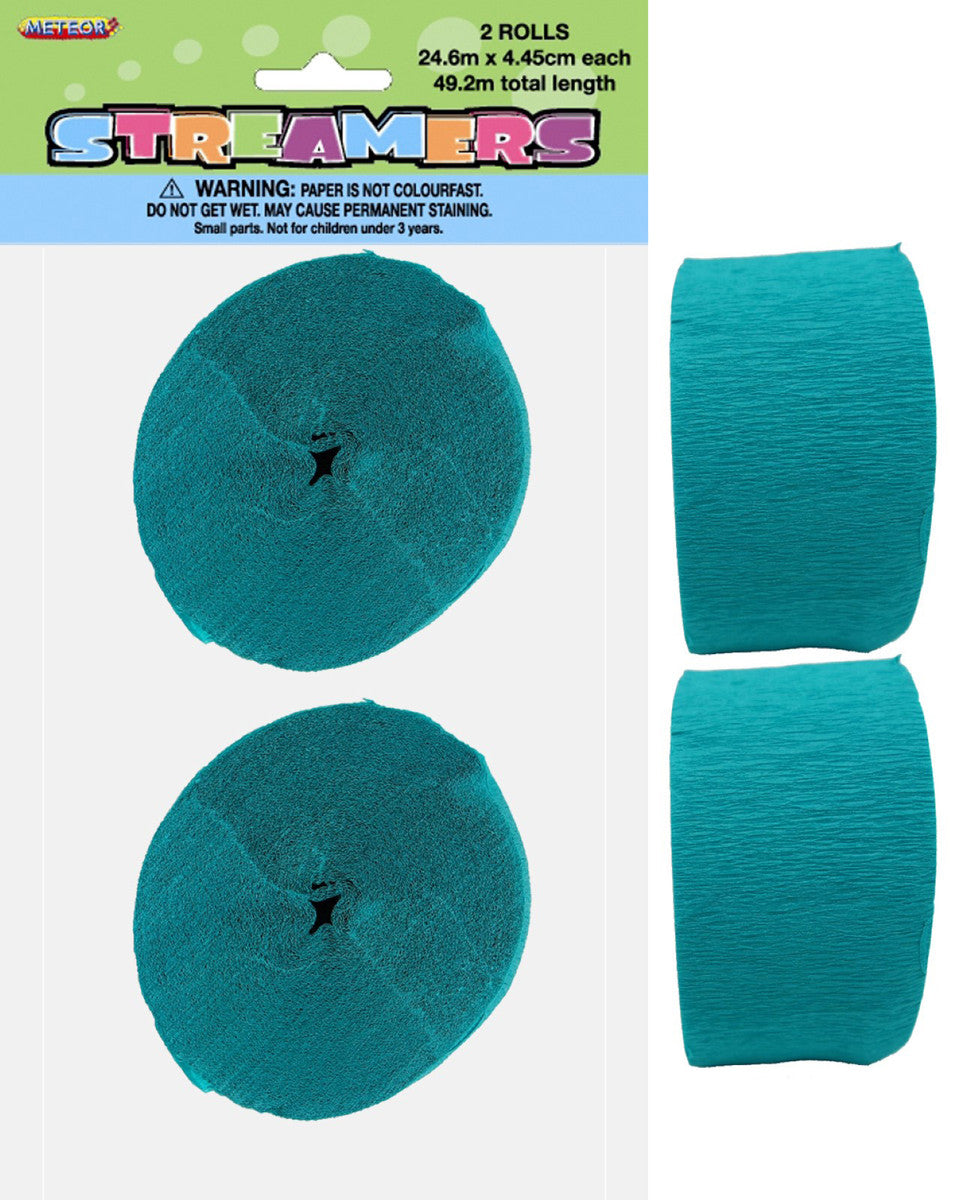 Crepe Streamers 2pk Teal Top Party Supplies, Hoppers Crossing