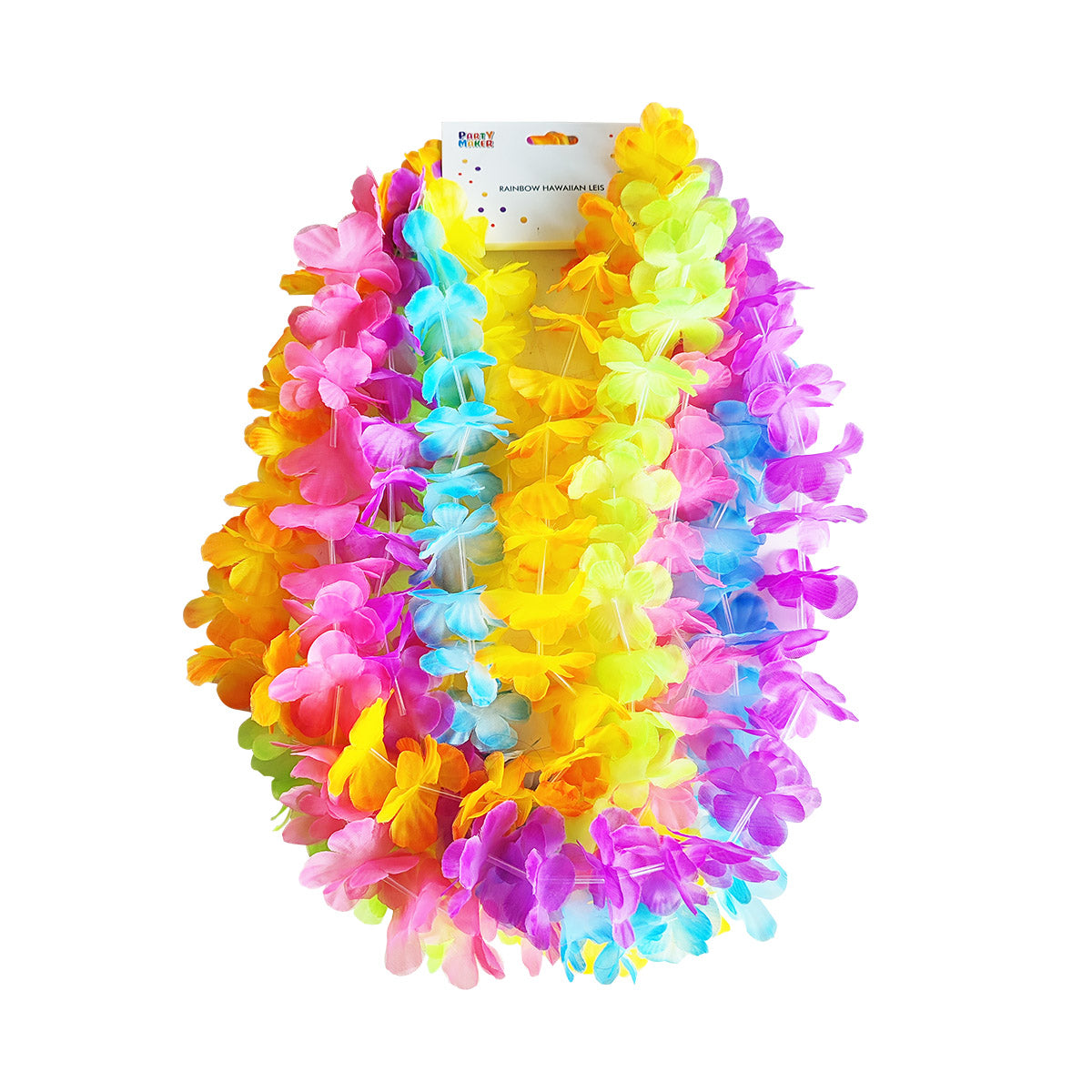 6pk Rainbow Hawaiian Luau Flower Lei Party Wreath Top Party Supplies