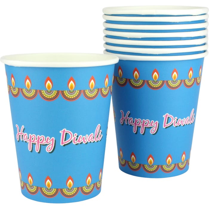 Happy Diwali Paper Cups 8pk Top Party Supplies, Hoppers Crossing