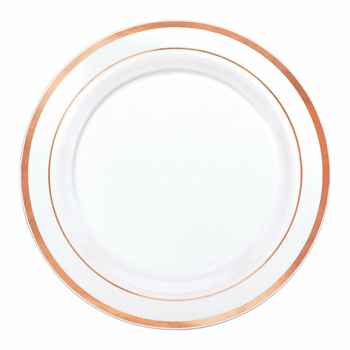 Rose Gold Dual Trim Small White Plastic Plates Top Party Supplies