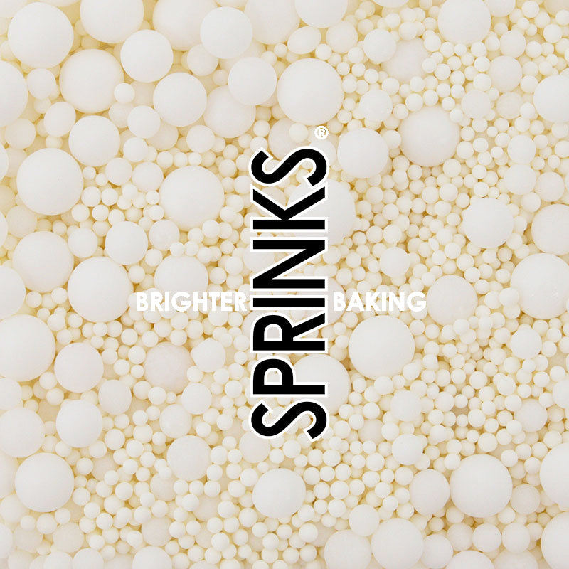 Bubble Bubble Matte Finish White Edible Sprinkles BY SPRINKS 65g