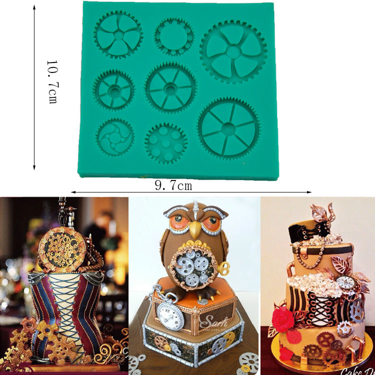 Cogs wheel Gears Pocket Clock Watch Moulds Silicone Fondant Molds Top