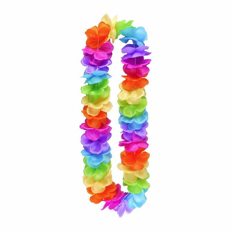 Rainbow Hawaiian Luau Flower Lei Party Wreath Top Party Supplies