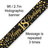 18th Birthday Sparkling Fizz Black and Gold Banner