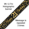 21st Birthday Sparkling Fizz Black and Gold Banner