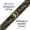 30th Birthday Sparkling Fizz Black and Gold Banner