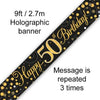 50th Birthday Sparkling Fizz Black and Gold Banner