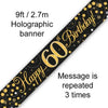 60th Birthday Sparkling Fizz Black and Gold Banner