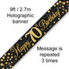 70th Birthday Sparkling Fizz Black and Gold Banner