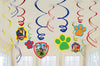 Large Paw Patrol Party Hanging Swirls Decorations