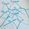 10pcs Ribbon Baby Blue Bow Cake Toppers Decoration