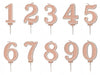 Sparkling & Fizz Rose Gold Glitter Number 0,1,2,3,4,5,6,7,8,9, Candle