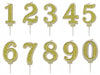 Sparkling & Fizz Gold Glitter Number 0,1,2,3,4,5,6,7,8,9, Candle