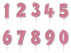 Sparkling & Fizz Pink Glitter Number 0,1,2,3,4,5,6,7,8,9, Candle