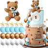 21pcs Bear with Blue Gold White Balls Cake Toppers Cake Decorations