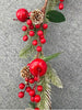 1.55m Christmas Holly Red Berry Pinecorn Garland