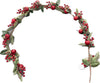 1.55m Christmas Holly Red Berry Pinecorn Garland
