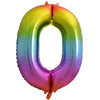 0 Rainbow Number Foil Balloons 86cm (34")