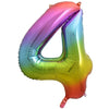 4 Rainbow Number Foil Balloons 86cm (34")