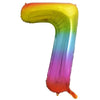 7 Rainbow Number Foil Balloons 86cm (34")