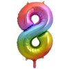 8 Rainbow Number Foil Balloons 86cm (34")