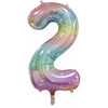 2 Pastel Rainbow Number Foil Balloons 86cm (34")
