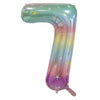 7 Pastel Rainbow Number Foil Balloons 86cm (34")
