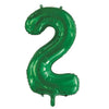 2 Green Number Foil Balloons 86cm (34")