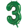 3 Green Number Foil Balloons 86cm (34")