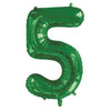 5 Green Number Foil Balloons 86cm (34")