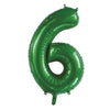 6 Green Number Foil Balloons 86cm (34")