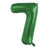 7 Green Number Foil Balloons 86cm (34")