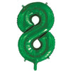 8 Green Number Foil Balloons 86cm (34")