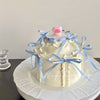 10pcs Ribbon Baby Blue Bow Cake Toppers Decoration