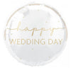 Happy Wedding Day White & Gold 45cm Foil Balloon