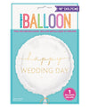 Happy Wedding Day White & Gold 45cm Foil Balloon