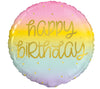 Happy Birthday Pastel Rainbow Star 45cm Foil Balloon