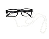 100 Days Of School Costume -  Black Rim Grandma Glasses with Pearl Chain