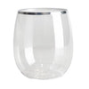 8pk 350ml Silver Trim Plastic Stemless Wine Glass