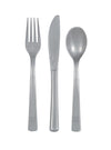 Silver Reusable Plastic Cutlery Spoon Fork Knife 18pk