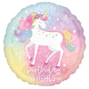Unicorn Birthday Wishes 45cm Foil Balloon