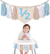 1/2 Half Year 6 Months Birthday Boy's Blue Tassel Banner High Chair Garland Decorations Cake Smash Backdrop