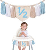 1/2 Half Year 6 Months Birthday Boy's Blue Tassel Banner High Chair Garland Decorations Cake Smash Backdrop