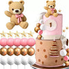 21pcs Bear with Pink Gold White Balls Cake Toppers Cake Decorations