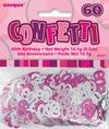 60th Glitz Pink Birthday Table Foil Confetti / Scatters 14g